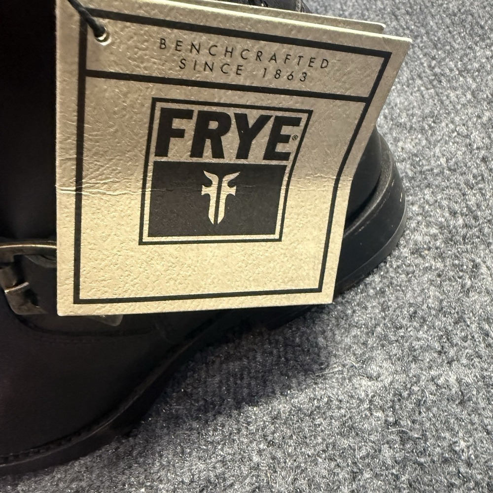 Frye Veronica Shortie Boots Womens 7.5 Black Leather Engineer Moto Biker Harness - Picture 6 of 16